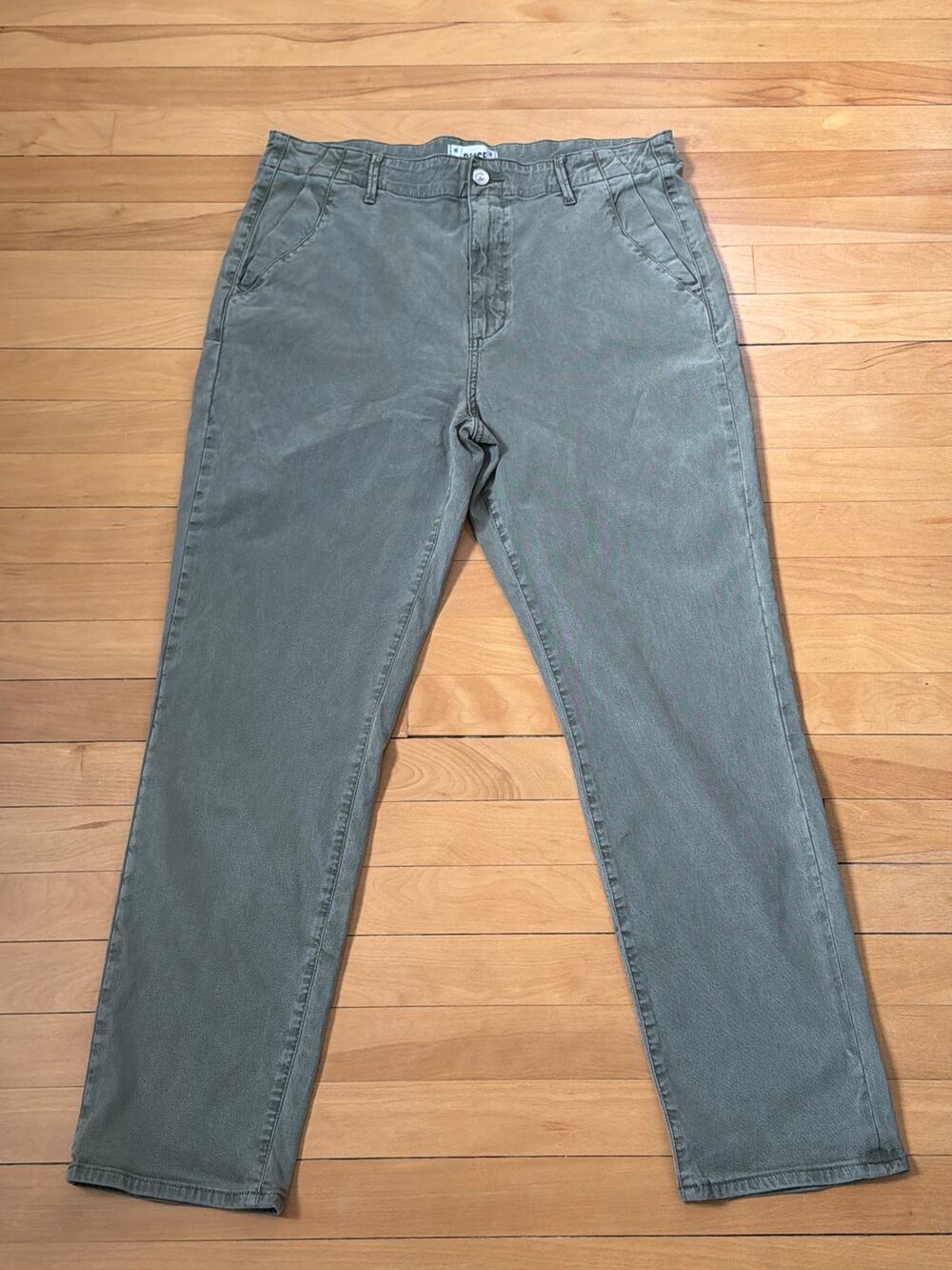 Paige 31 High Rise Military Green Straight Leg Jeans